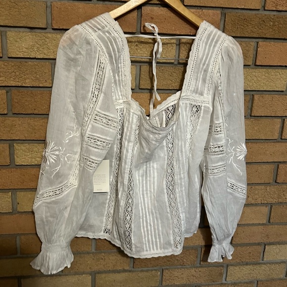 NWT Tularosa Revolve Mackay Blouse in White Front Tie Embroidered Eyelet Size XL - Picture 5 of 8
